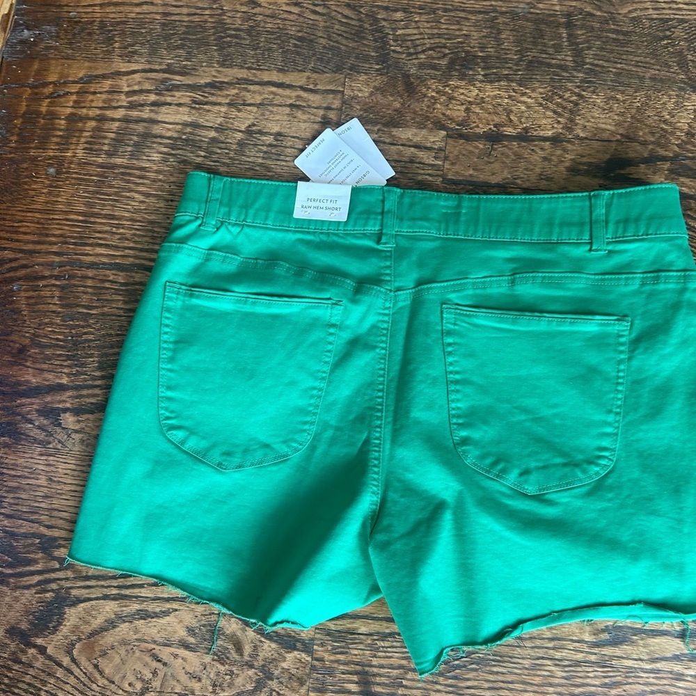 NWT Gibson Latimer Perfect Fit Raw Hem Green Shorts 18 Classic Spring Chic - Picture 3 of 7